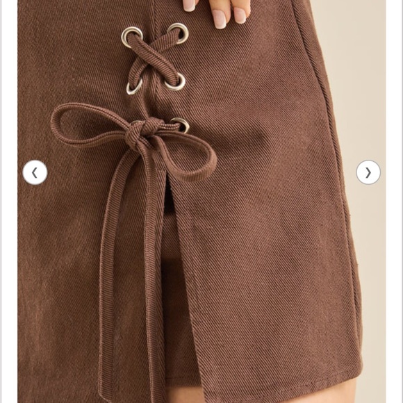 Altar’d State “Emmy” lace up brown skirt size XS. - Picture 3 of 5